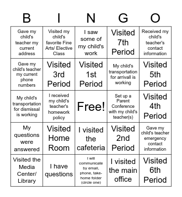 Open House Bingo Passport Bingo Card