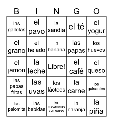 La Comida Bingo Card
