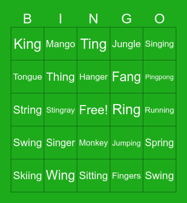 ng Bingo Card