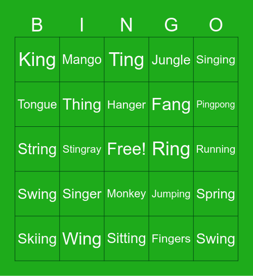 ng Bingo Card