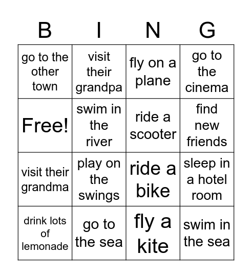 Summer bingo. Find someone who did these: Bingo Card