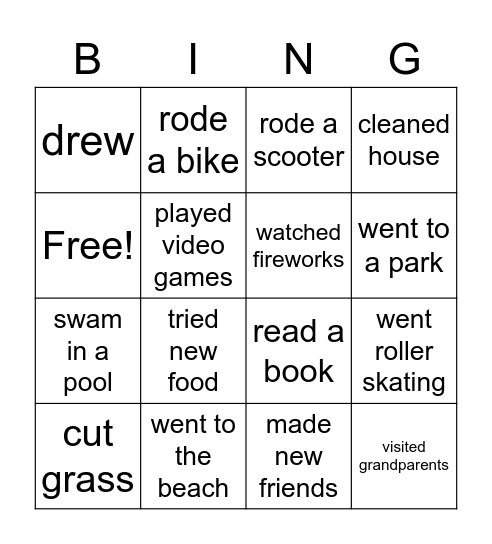 Summer Bingo. Find someone who... Bingo Card