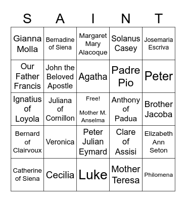 The Path to Holiness...Let us be a Bingo Card