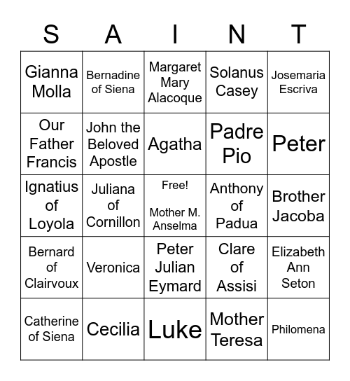 The Path to Holiness...Let us be a Bingo Card