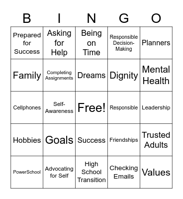 You Got This! Bingo Card