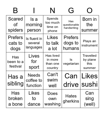 Tutor Group Bingo Card