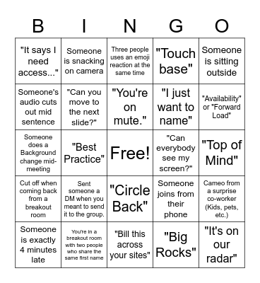 OC Kickoff Day 2 Bingo Card
