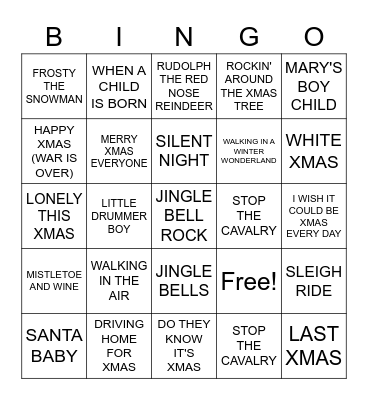 XMAS MUSIC BINGO Card
