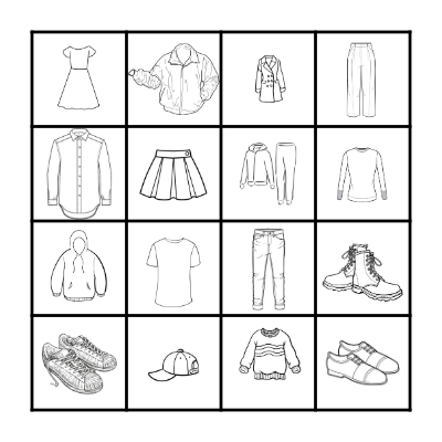 Clothes Bingo Card