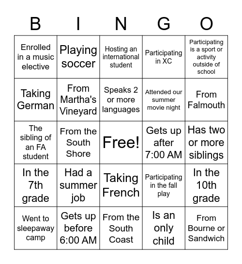 Student is... Bingo Card
