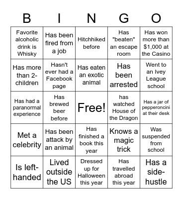 P&M Bingo Card