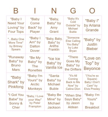 BABY BINGO! Bingo Card