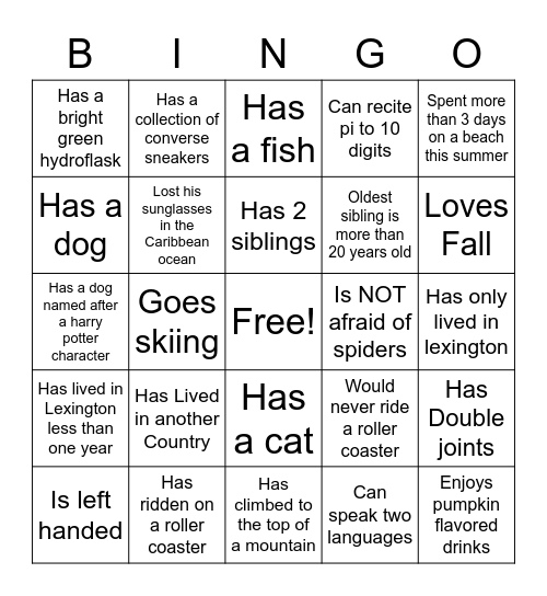 Getting to Know Team Unity Bingo Card