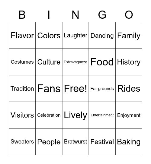 Oktoberfest Bingo Card