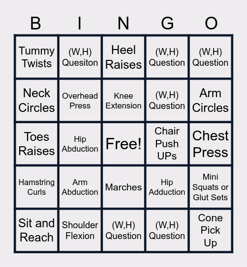 Therapy Bingo Card