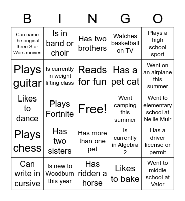 Find someone who... Bingo Card