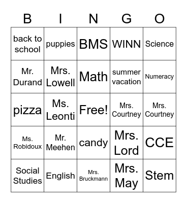 BMS BINGO Card