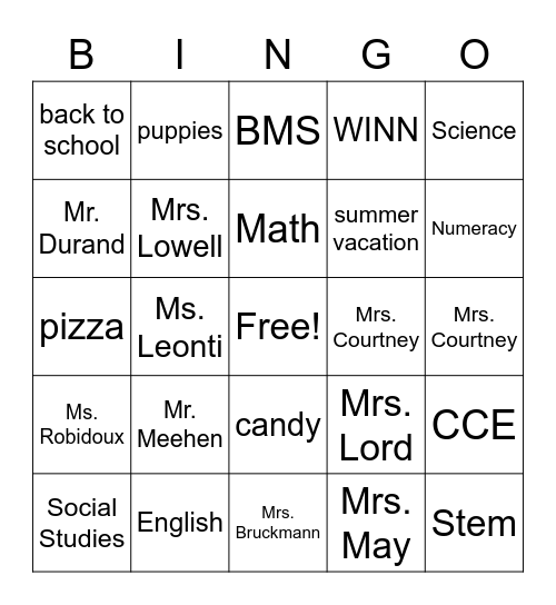 BMS BINGO Card