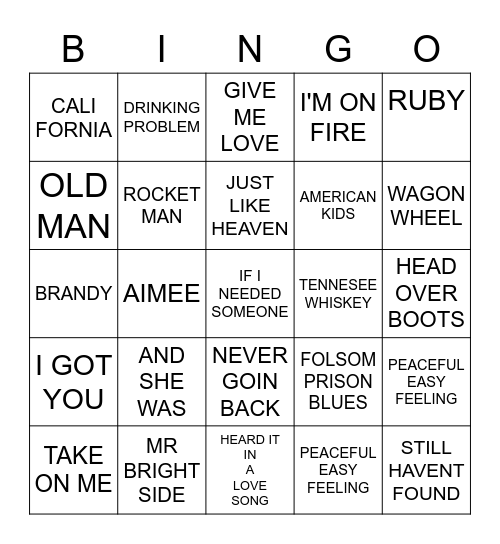 KINGFISH Bingo Card