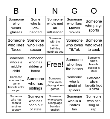 Human Bingo Card