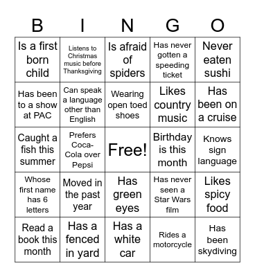 Lawrence Admissions Bingo Card