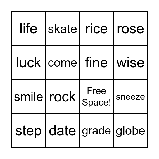 Spelling Week 3 Bingo Card