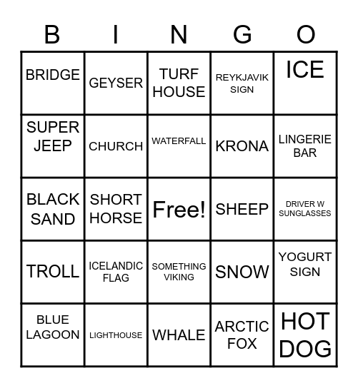 ICELANDIC BINGO Card