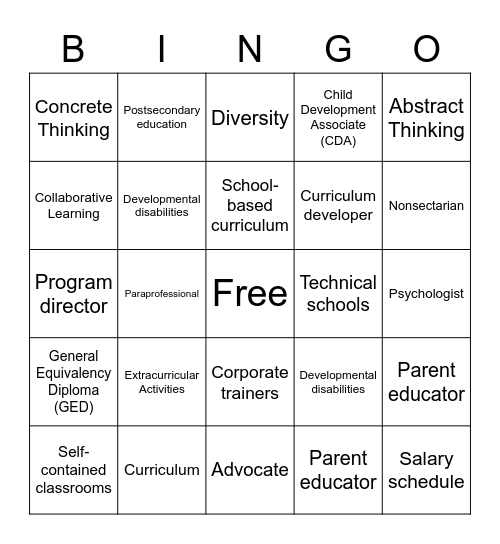 The Teaching Profession Bingo Card
