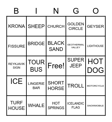 ICELANDIC BINGO Card