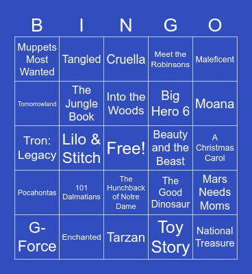 Disney Bingo Card