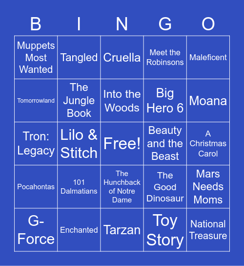 Disney Bingo Card