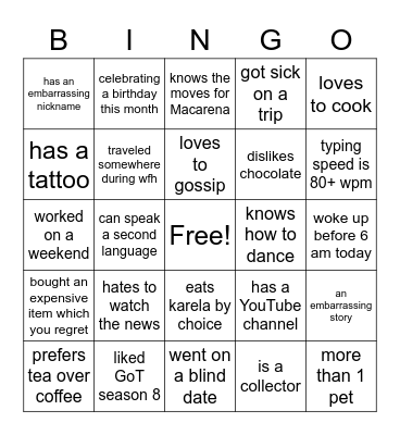 Fun Bingo Card