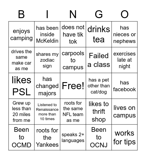 COMM 304 Bingo Card