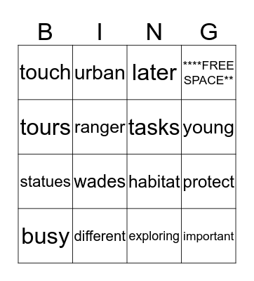 Exploring Parks with Ranger Docket Bingo Card