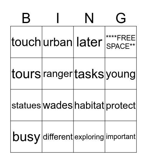 Exploring Parks with Ranger Docket Bingo Card