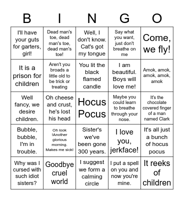 Hocus Pocus Bingo Card