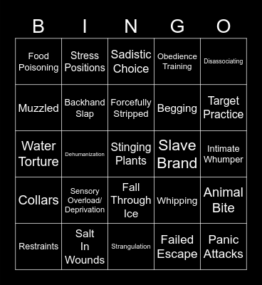 Whump Bingo Card