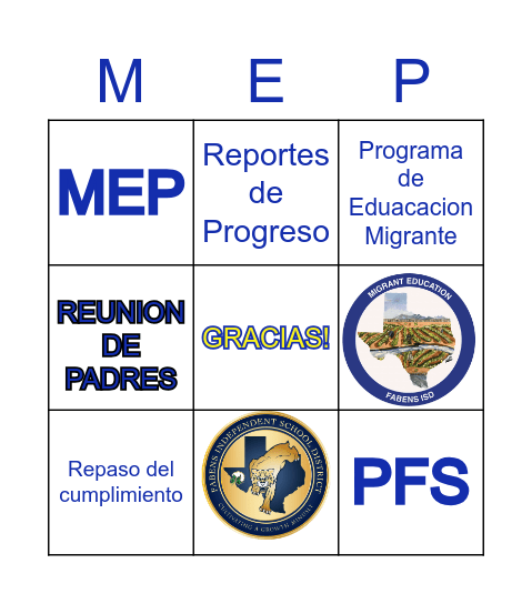 Programa de Educacion Migrante Bingo Card