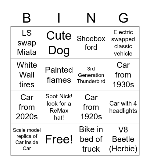 High River Show and Shine! Bingo Card