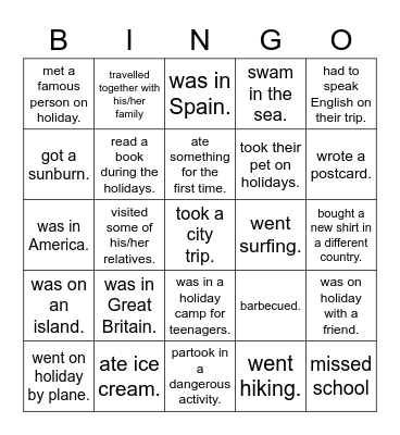 Holiday Bingo - Find a person who... Bingo Card