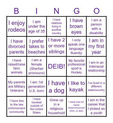 DEI Bingo Card