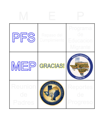 MIGRANT PROGRAM Bingo Card