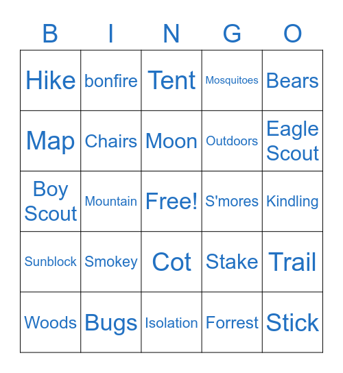 Campfire Bingo Card