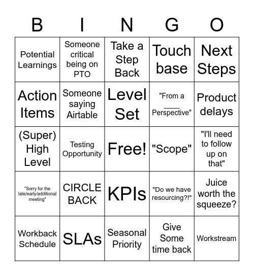 Zoom Bingo Card