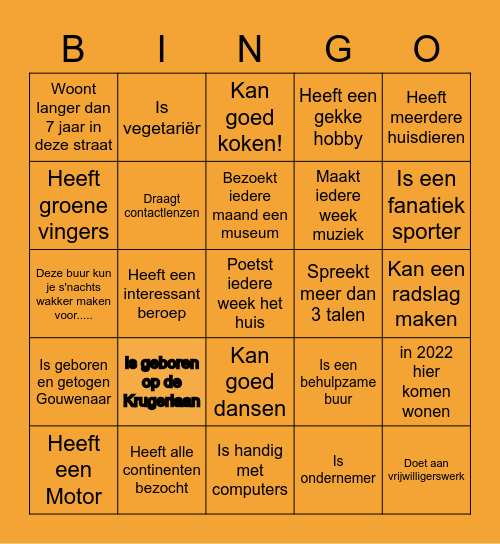 Burendag 2022 Krugerlaan Bingo Card