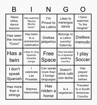 Latinx Loteria Bingo Card