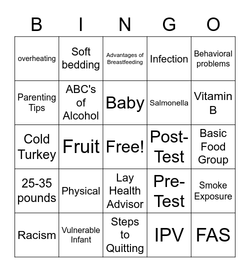 Community Voice Bingo Card