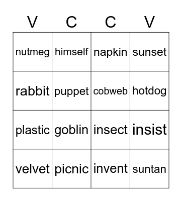 VCCV BINGO GAME Bingo Card