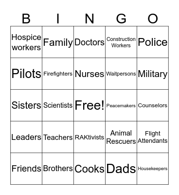 Heroes Bingo Card