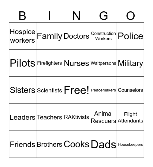 Heroes Bingo Card